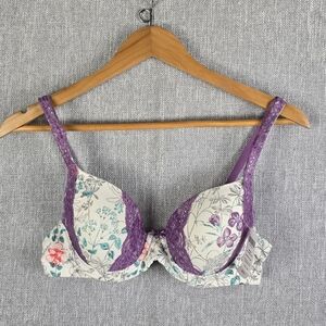 Soma Embraceable Full Coverage Bra White/Purple Sz 34B NWT